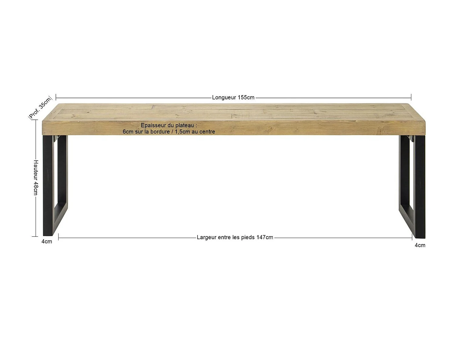 Banc de table en bois recyclé 155 cm AUCKLAND