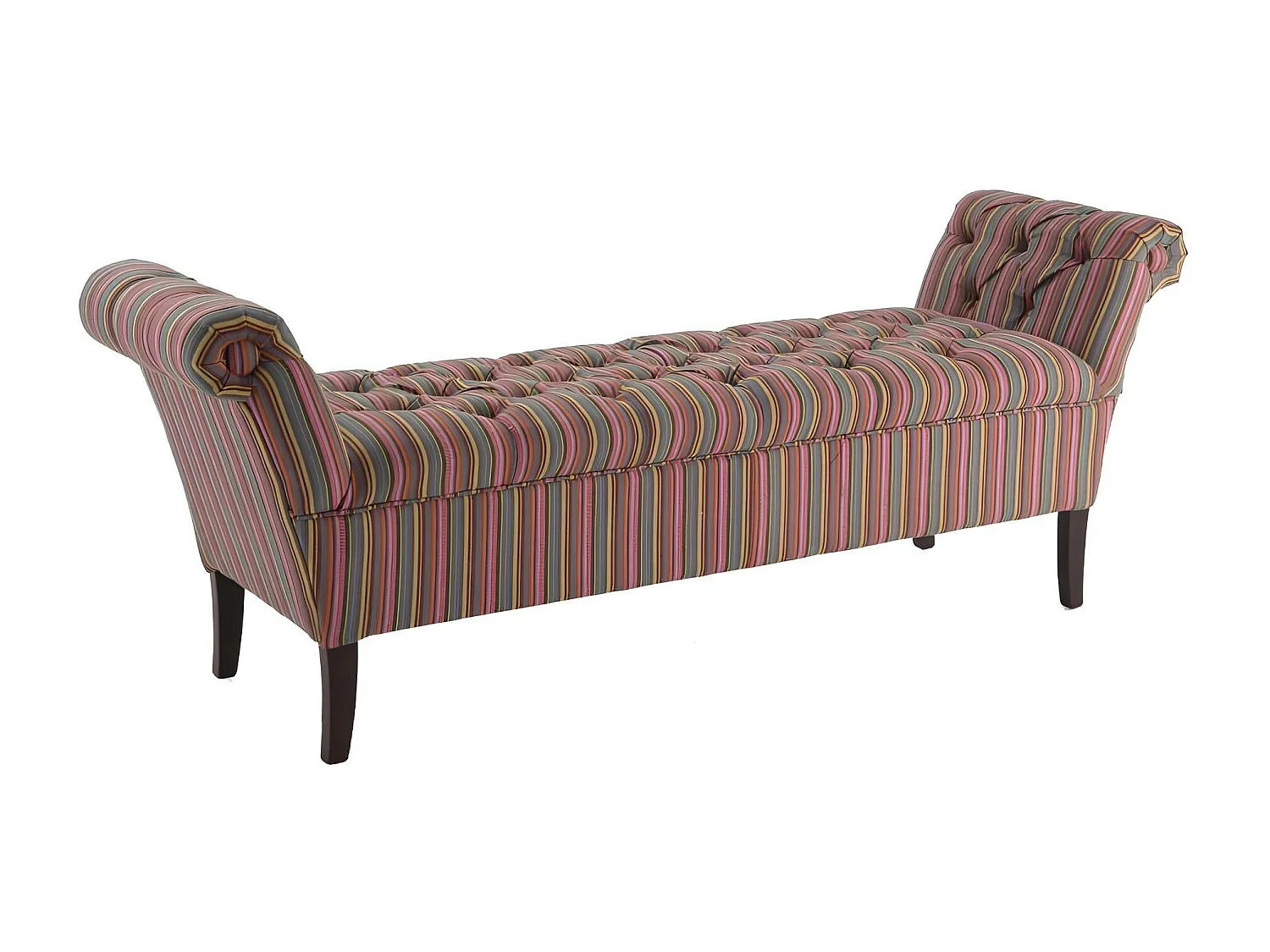 Banc méridienne capitonnée rayures coton BUTTON