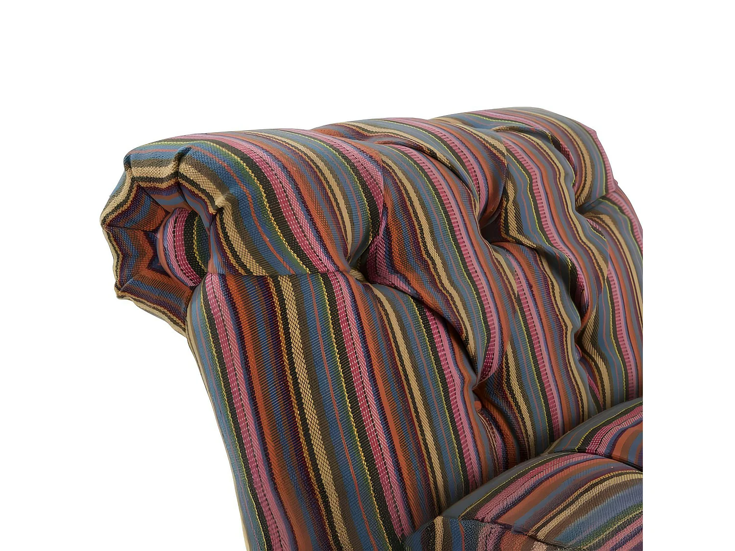 Banc méridienne capitonnée rayures coton BUTTON