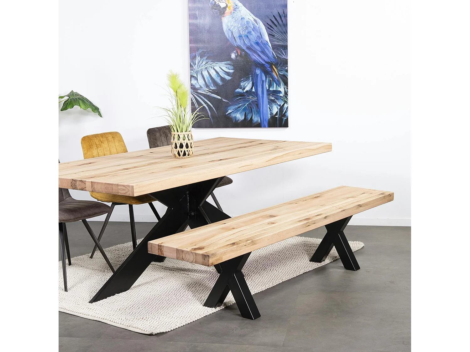 Banc en bois de chêne blanc 200 cm PALERME