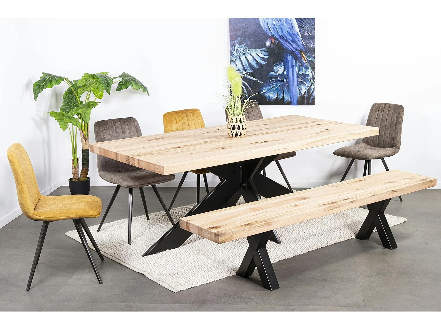 Banc en bois de chêne blanc 200 cm PALERME