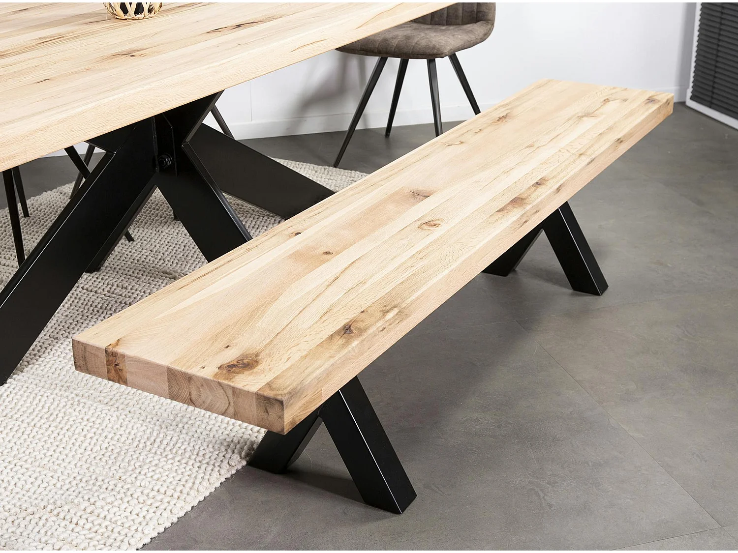 Banc en bois de chêne blanc 200 cm PALERME