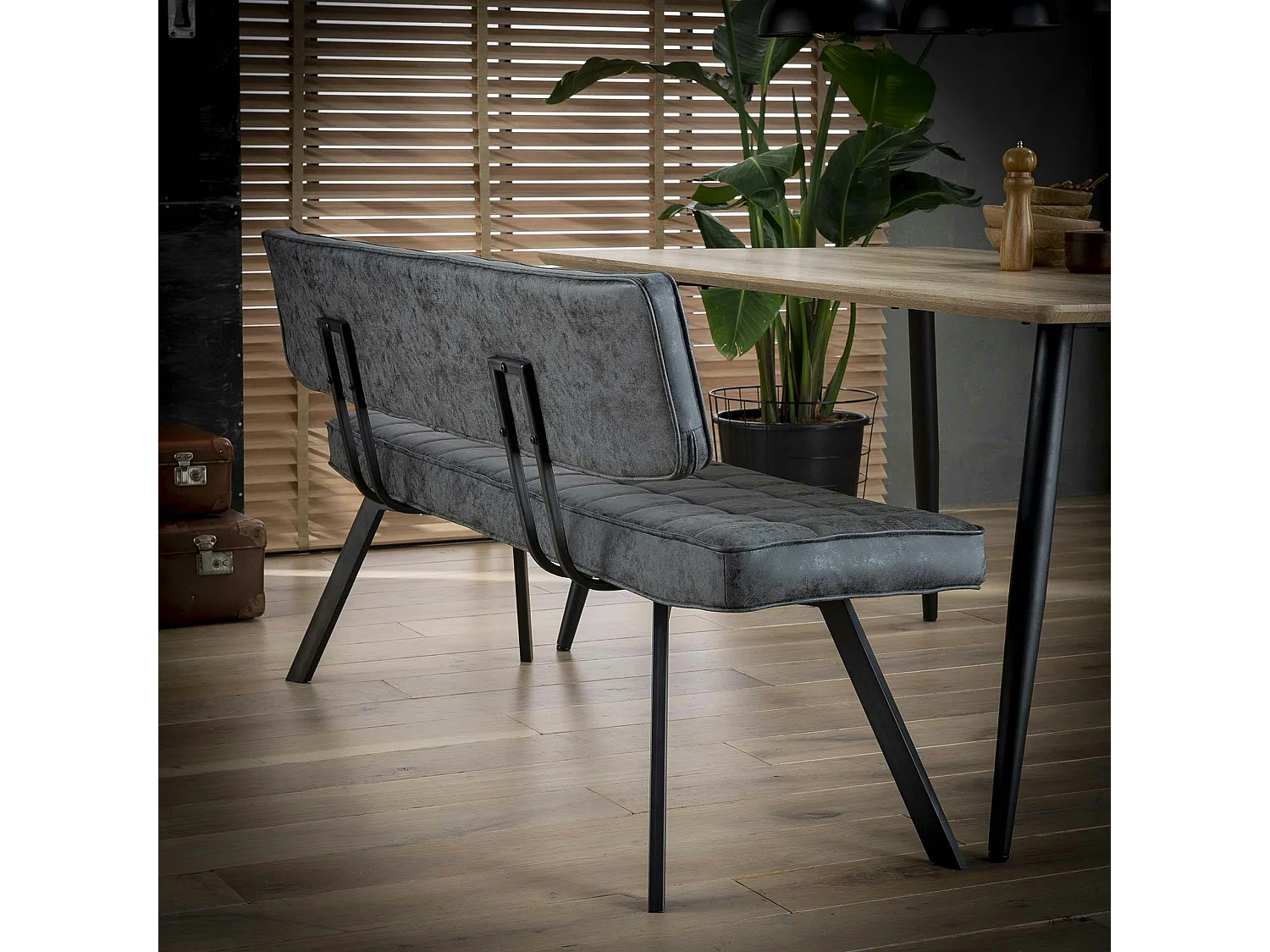 Banc salle à manger noir avec dossier 150 cm TRIBECA