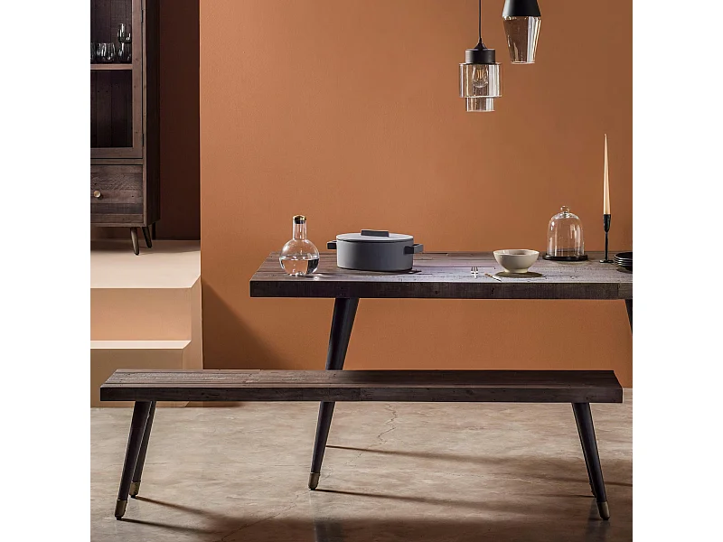 Banc de table bois recyclé piètement noir 140 cm ADÉLAÏDE