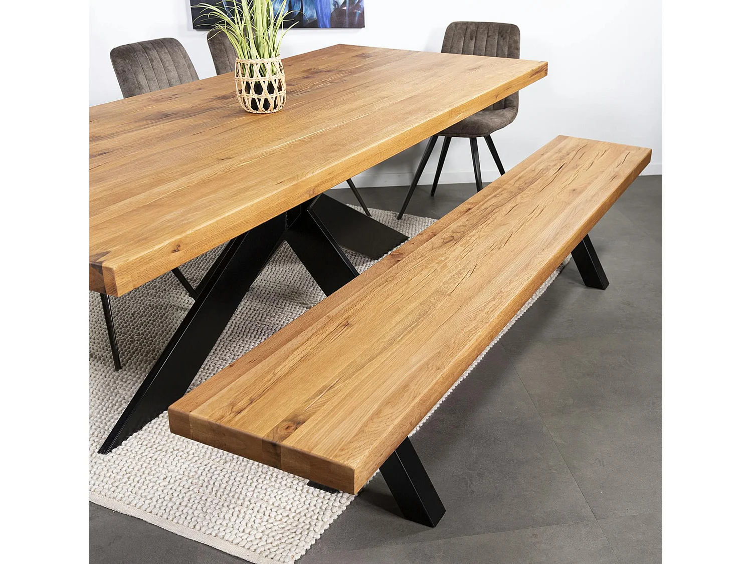 Banc en bois de chêne huilé 240 cm PALERME