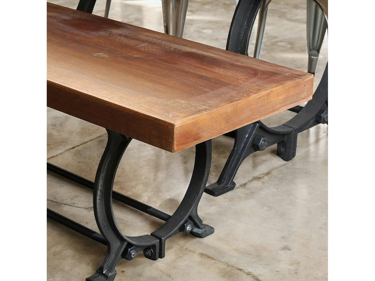 Banc industriel vintage bois recyclé 180 cm LEEDS