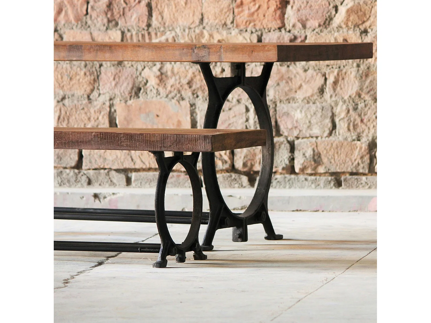 Banc industriel vintage bois recyclé 180 cm LEEDS