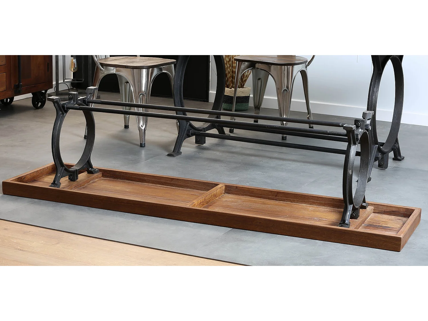 Banc industriel vintage bois recyclé 180 cm LEEDS