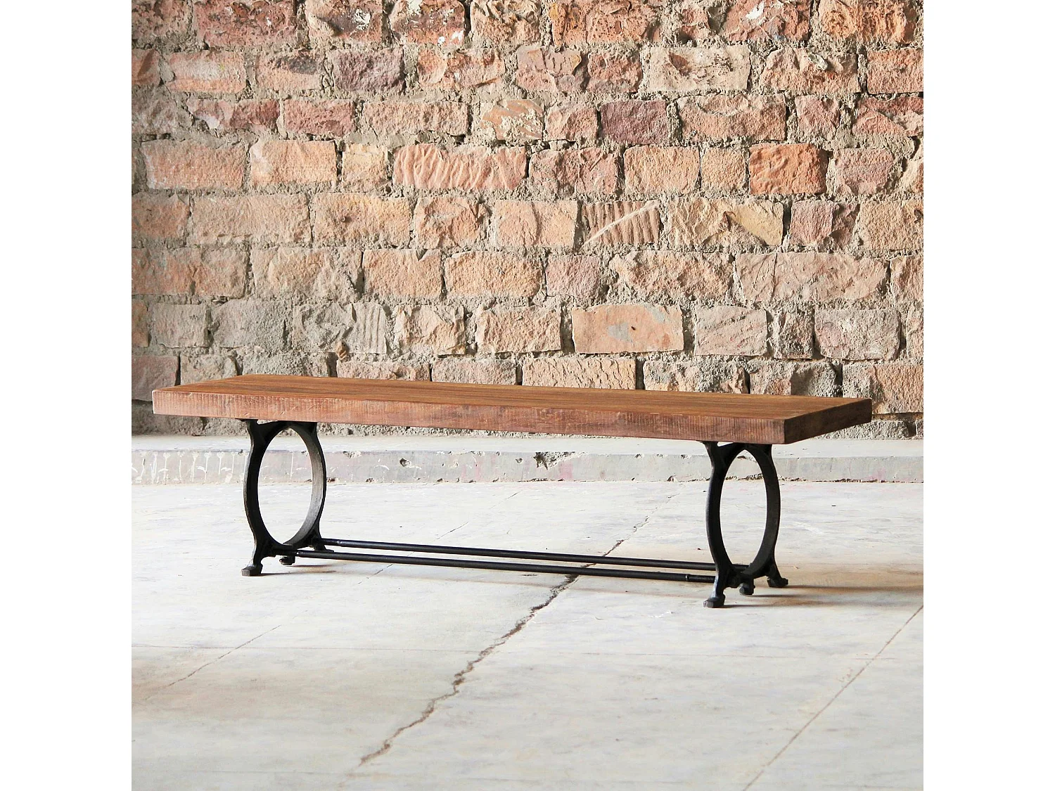 Banc industriel vintage bois recyclé 180 cm LEEDS