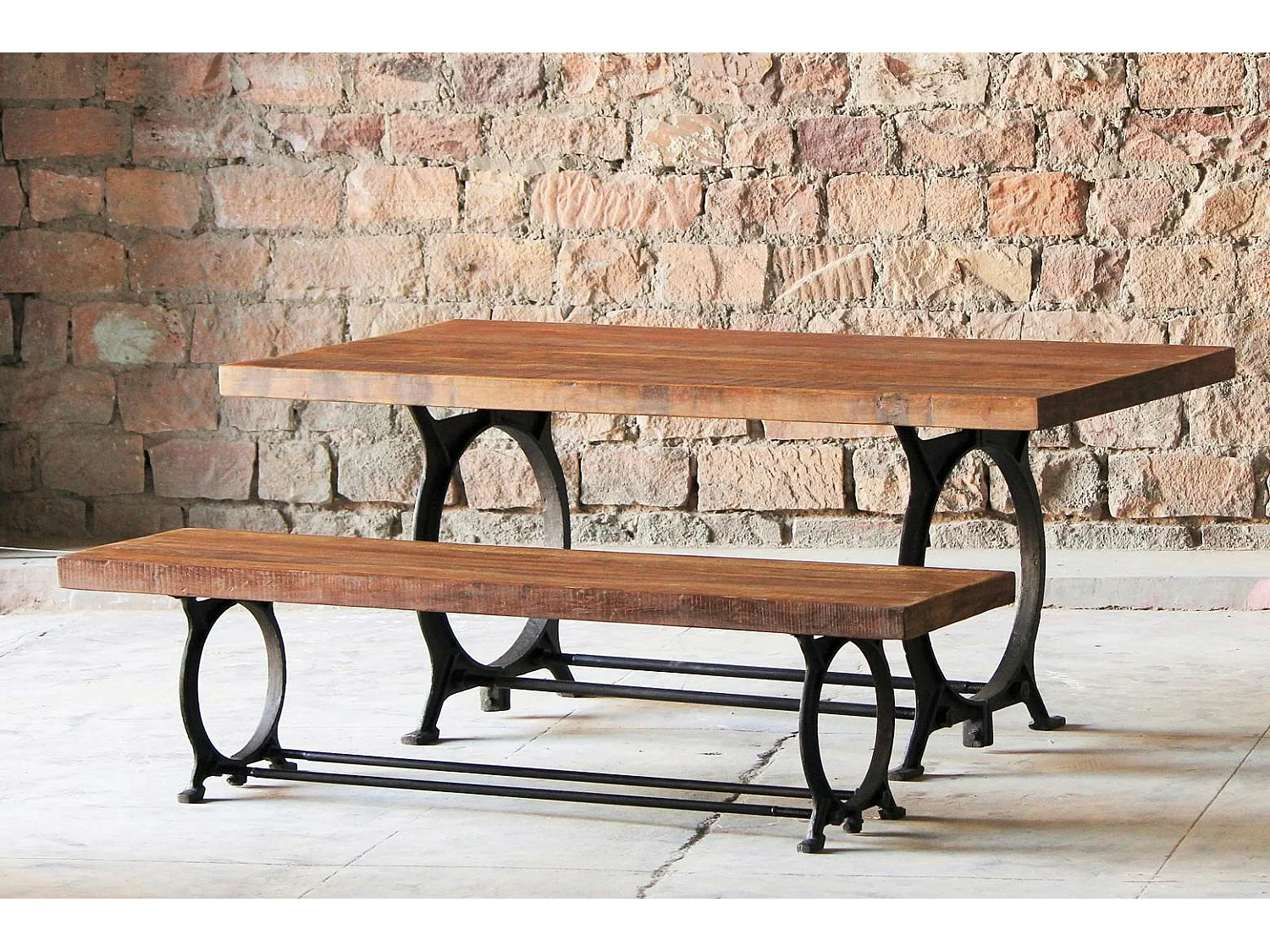 Banc industriel vintage bois recyclé 180 cm LEEDS