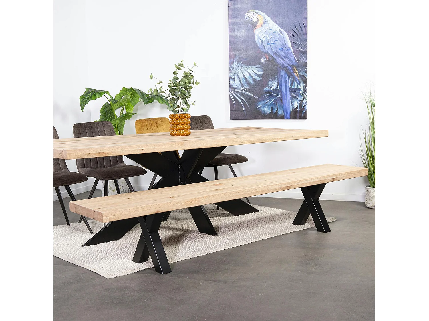 Banc en bois de chêne blanc 240 cm PALERME