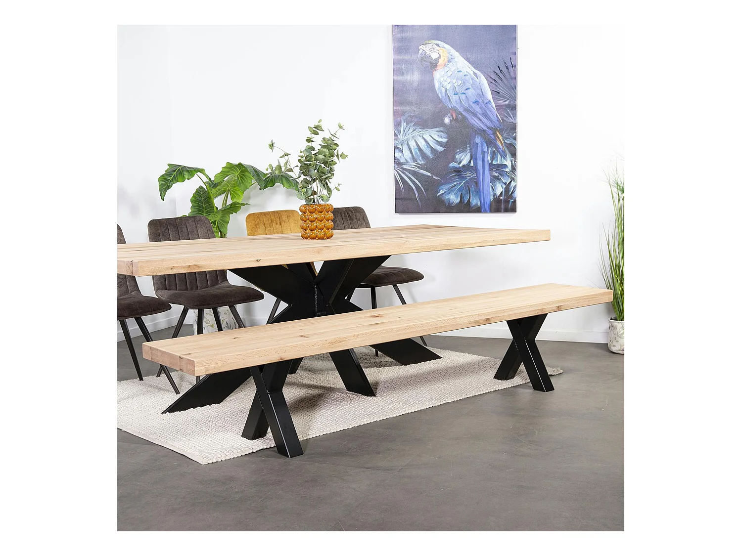 Banc en bois de chêne blanc 240 cm PALERME