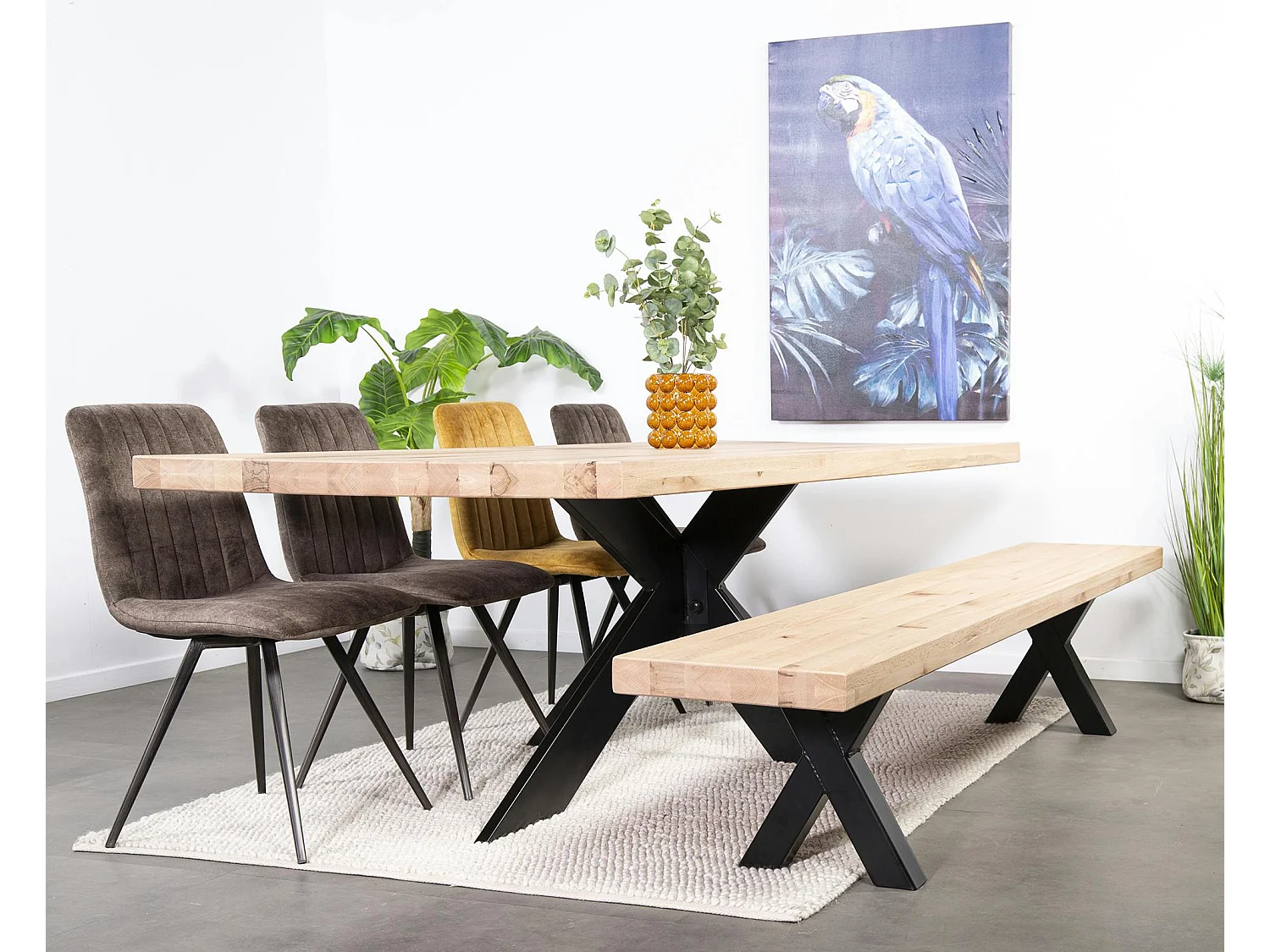 Banc en bois de chêne blanc 240 cm PALERME