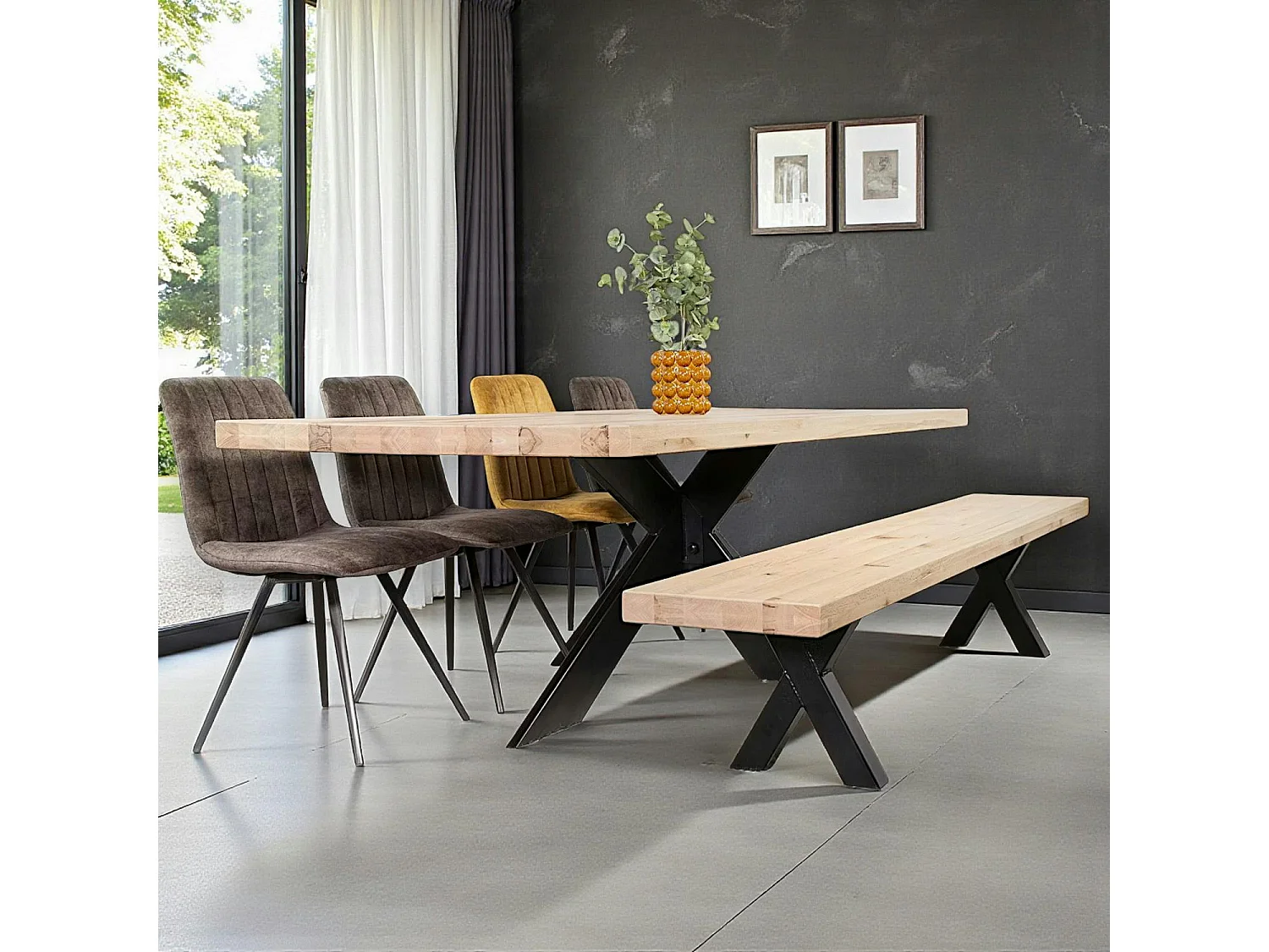 Banc en bois de chêne blanc 240 cm PALERME