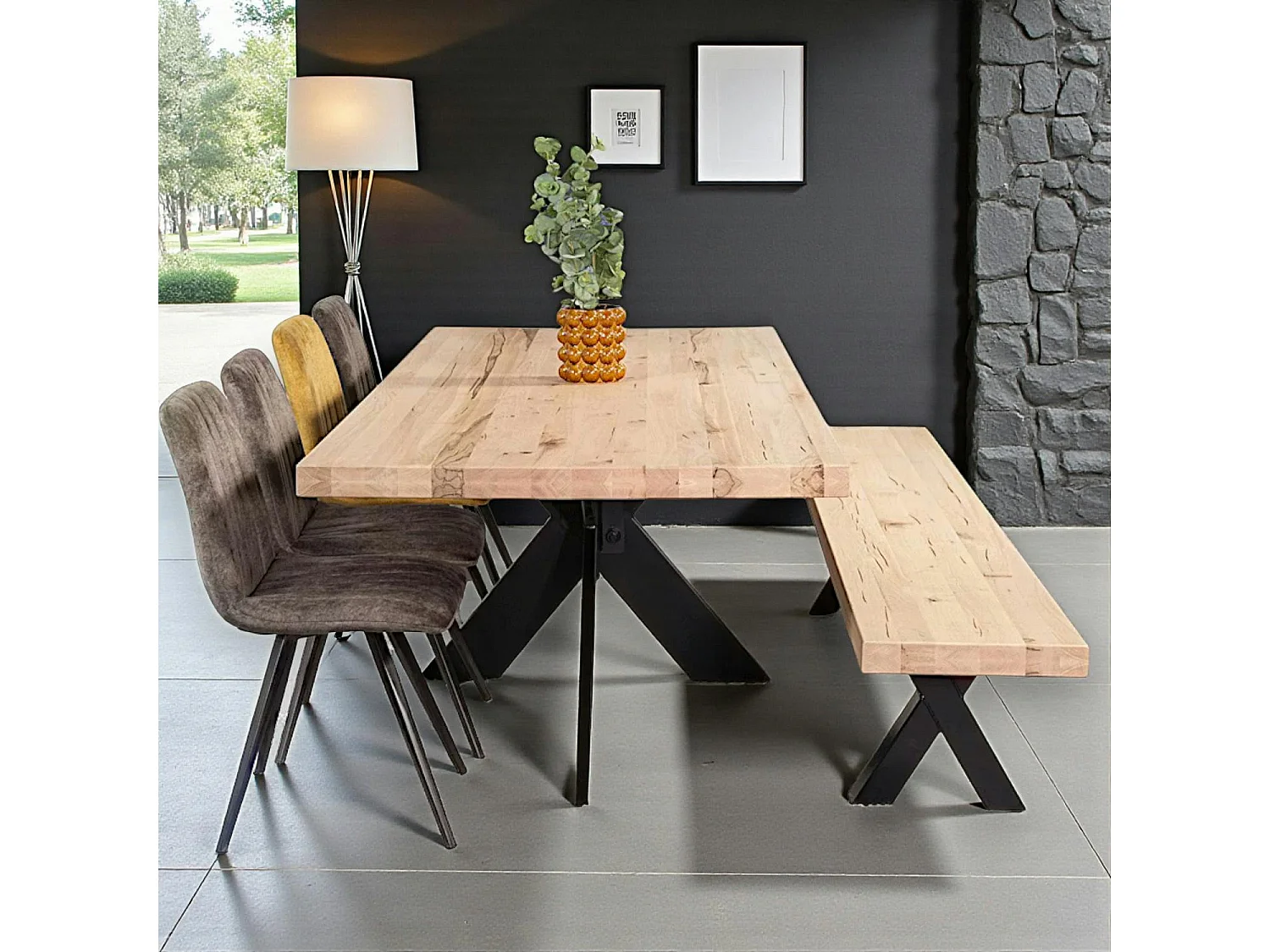 Banc en bois de chêne blanc 240 cm PALERME