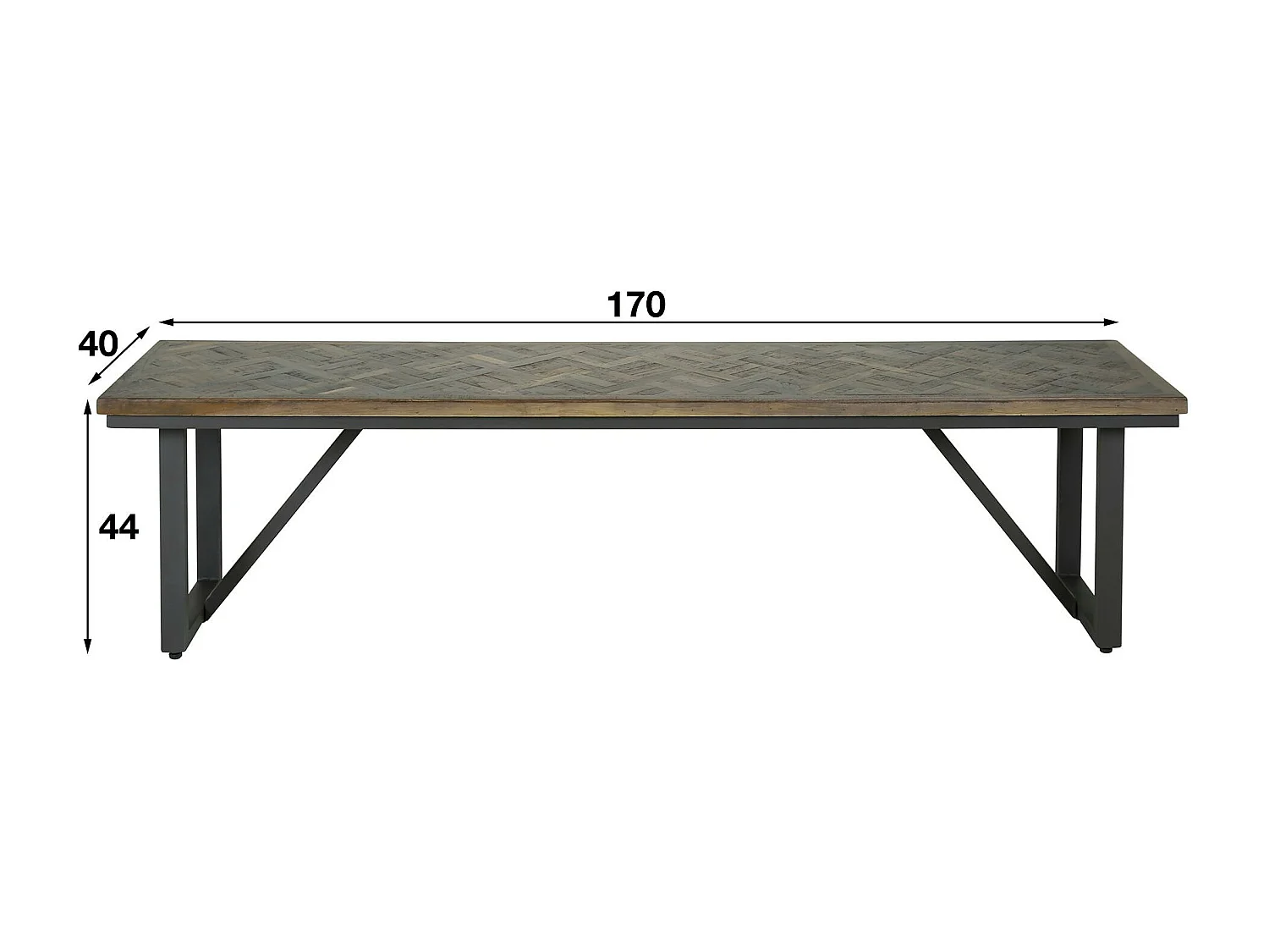 Banc de table en bois de teck brun motif croisé 170 cm AMBON