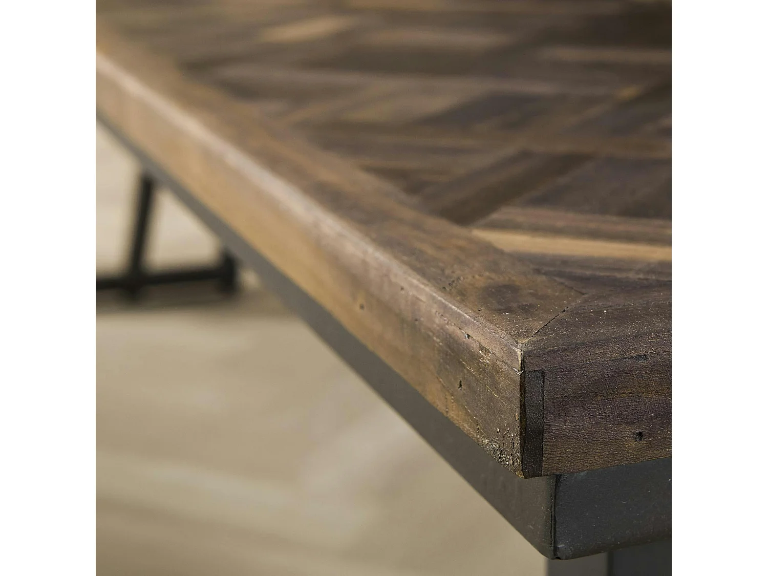 Banc de table en bois de teck brun motif croisé 170 cm AMBON