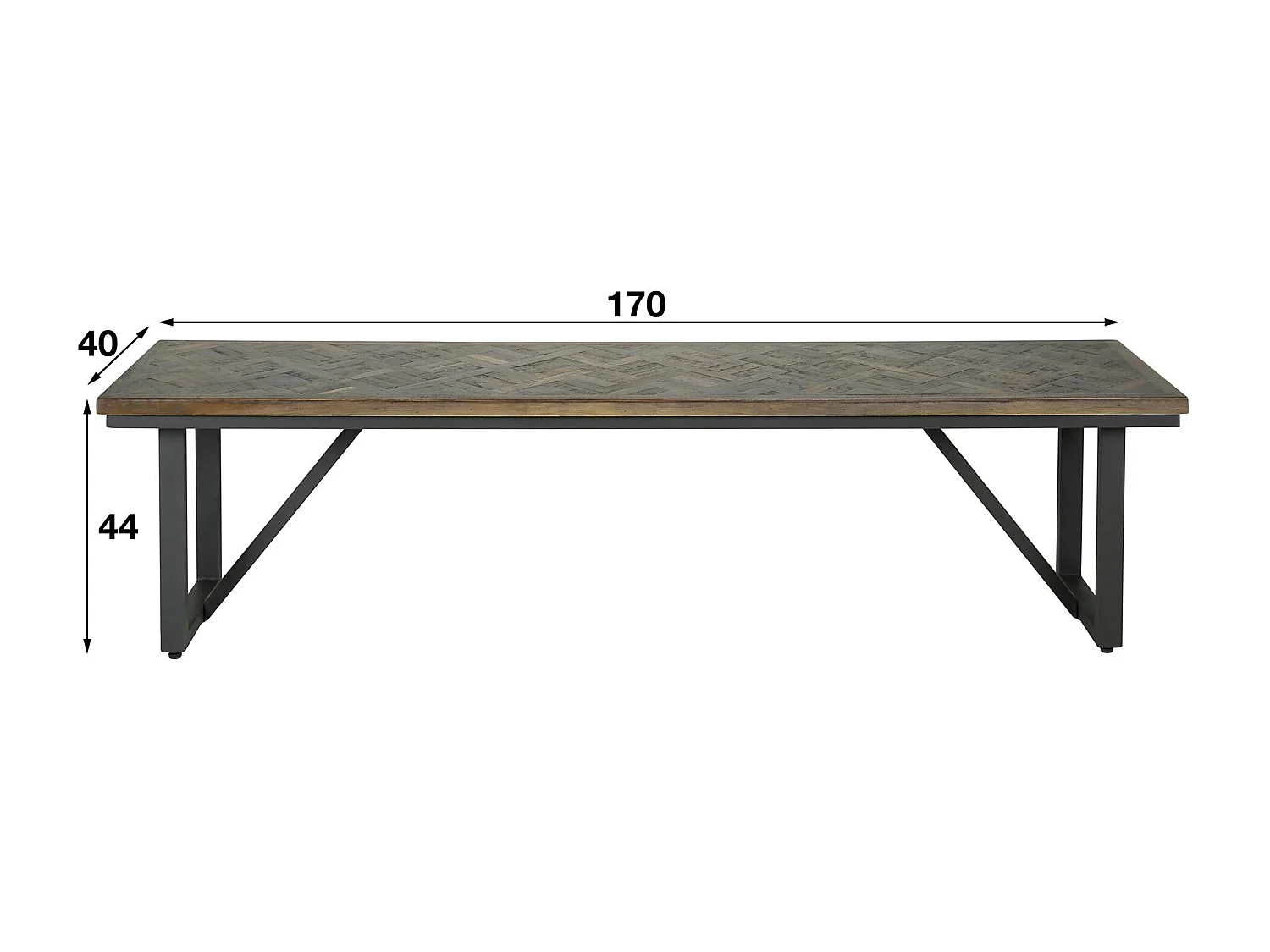 Banc de table en bois de teck brun motif croisé 170 cm AMBON