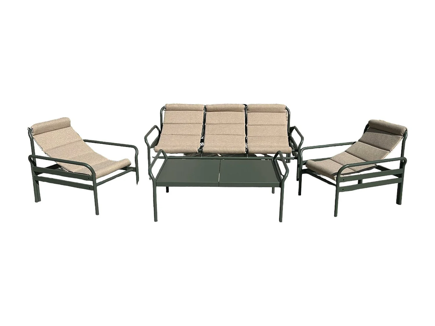 Salon de jardin en aluminium vert sauge (4 pièces) OSLO