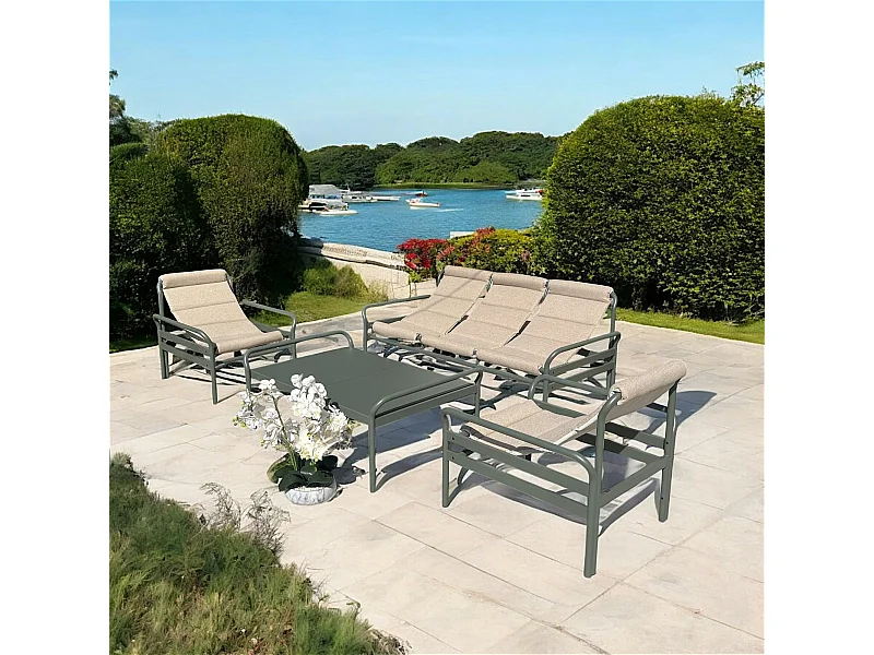 Salon de jardin en aluminium vert sauge (4 pièces) OSLO