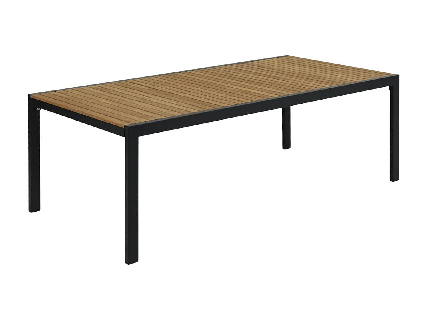 Salon de jardin en aluminium noir et teck (4 pièces) STOCKHOLM