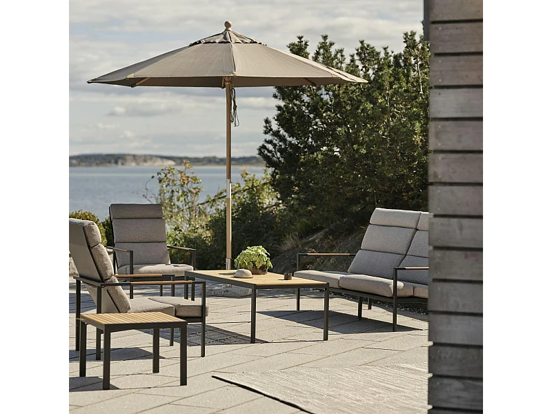 Salon de jardin en aluminium noir et teck (4 pièces) STOCKHOLM