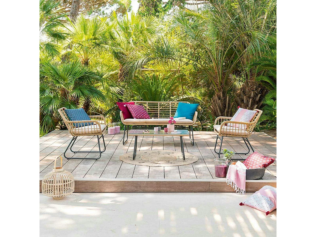 Salon de jardin en résine tressée façon rotin IBIZA