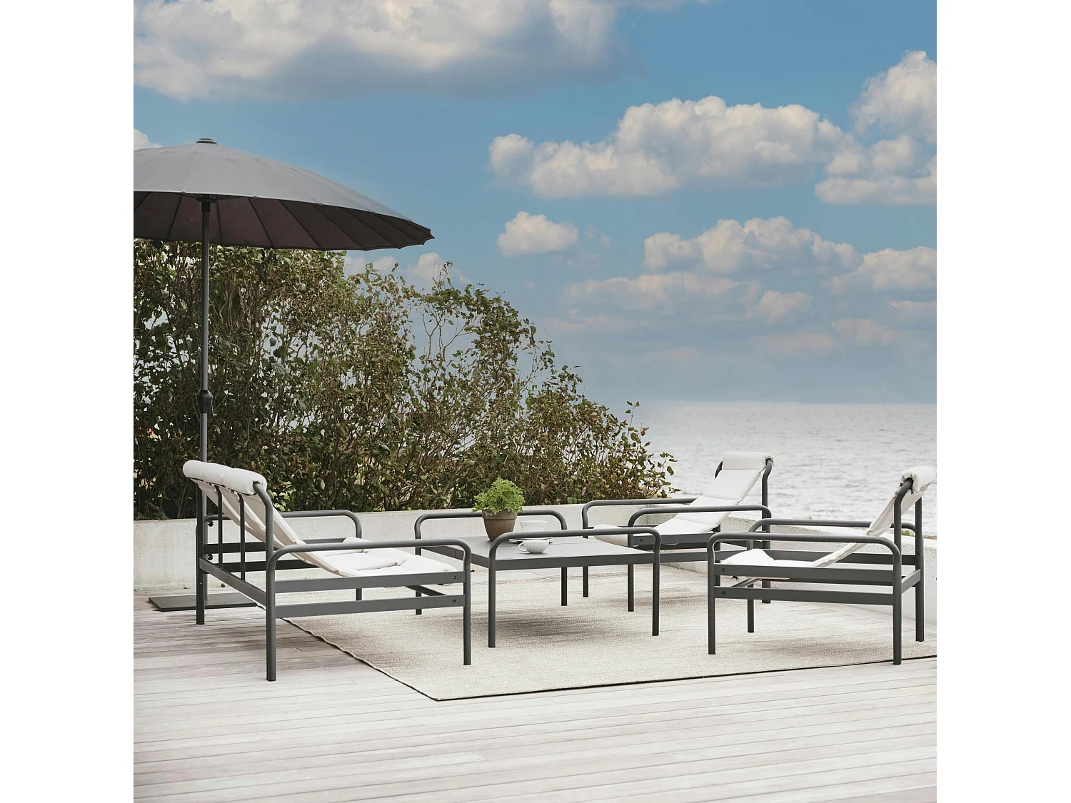 Salon de jardin en aluminium gris ardoise (4 pièces) OSLO