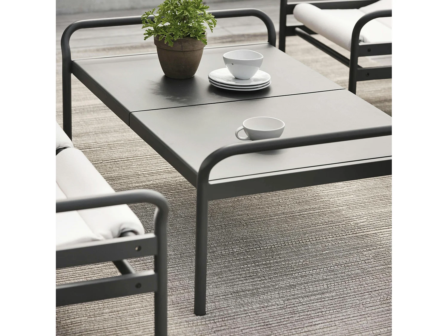 Salon de jardin en aluminium gris ardoise (4 pièces) OSLO