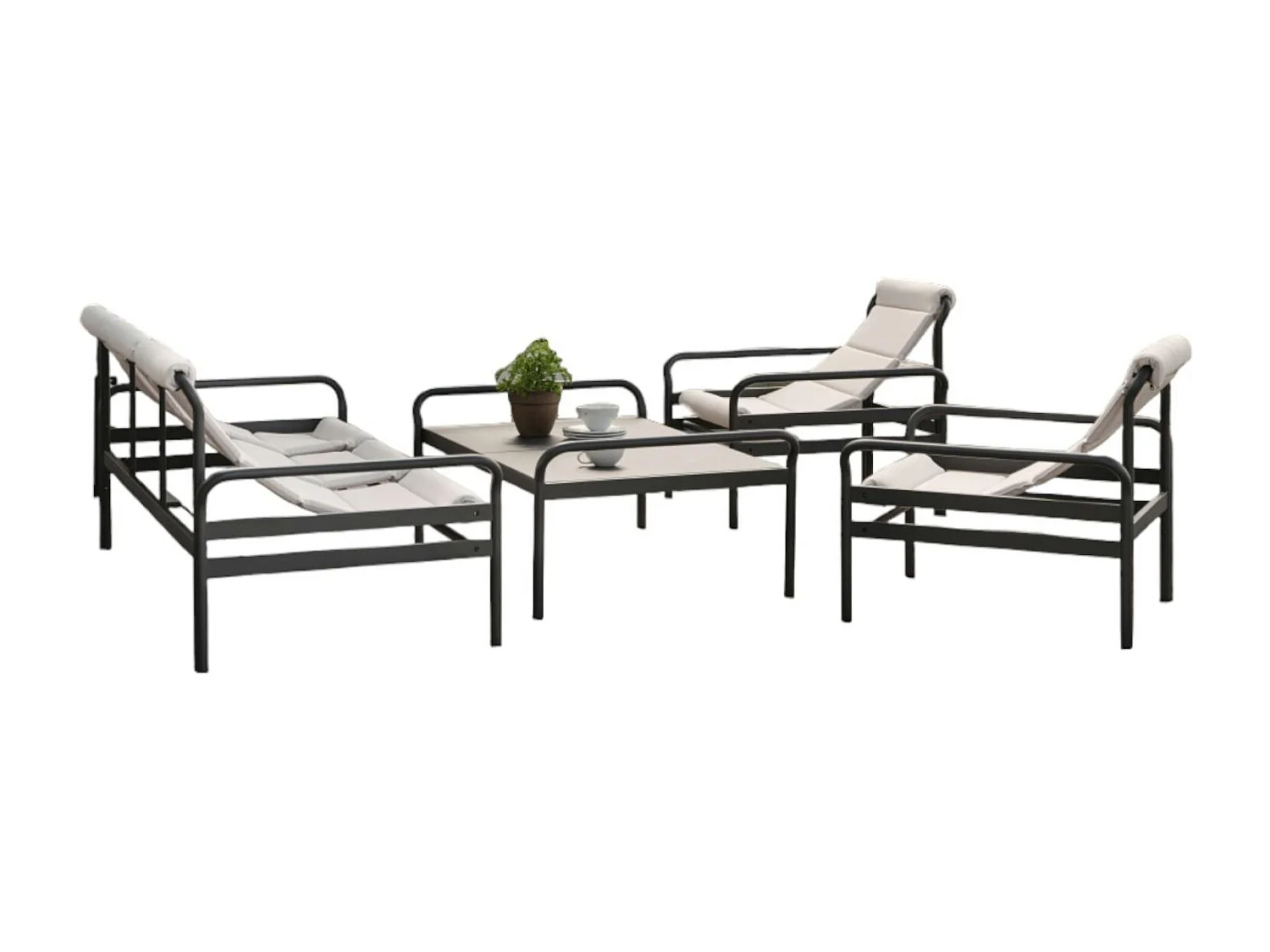 Salon de jardin en aluminium gris ardoise (4 pièces) OSLO