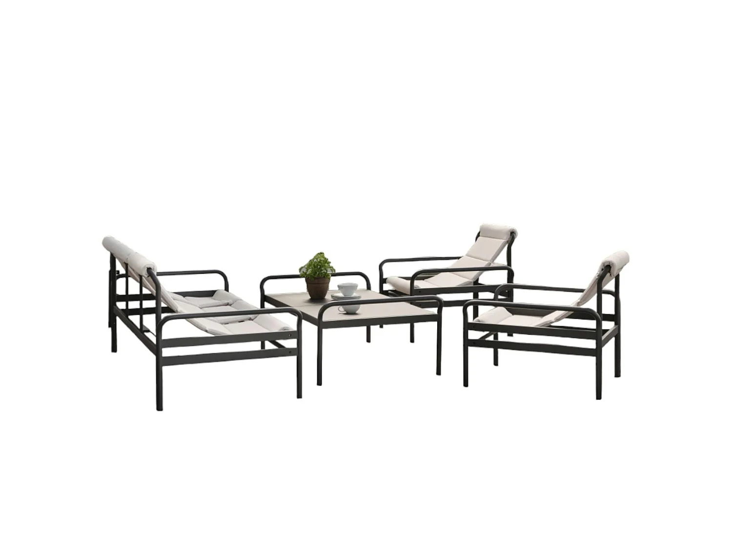 Salon de jardin en aluminium gris ardoise (4 pièces) OSLO