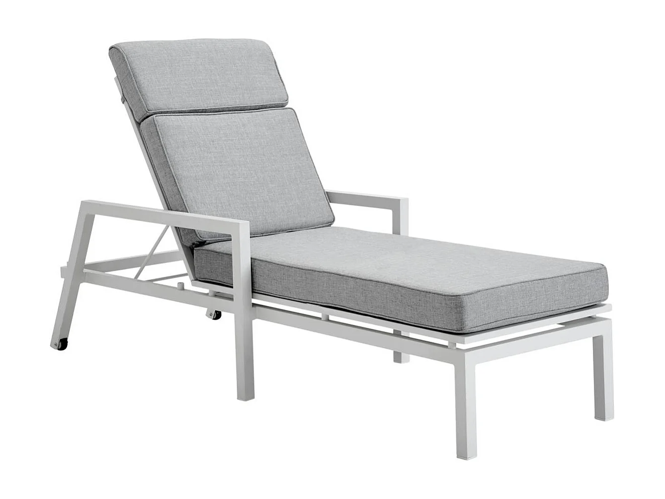 Transat en aluminium blanc avec coussin gris OSLO