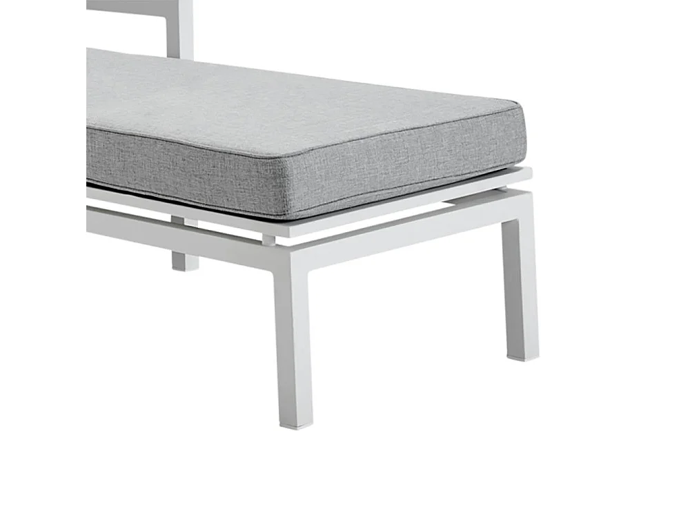 Transat en aluminium blanc avec coussin gris OSLO