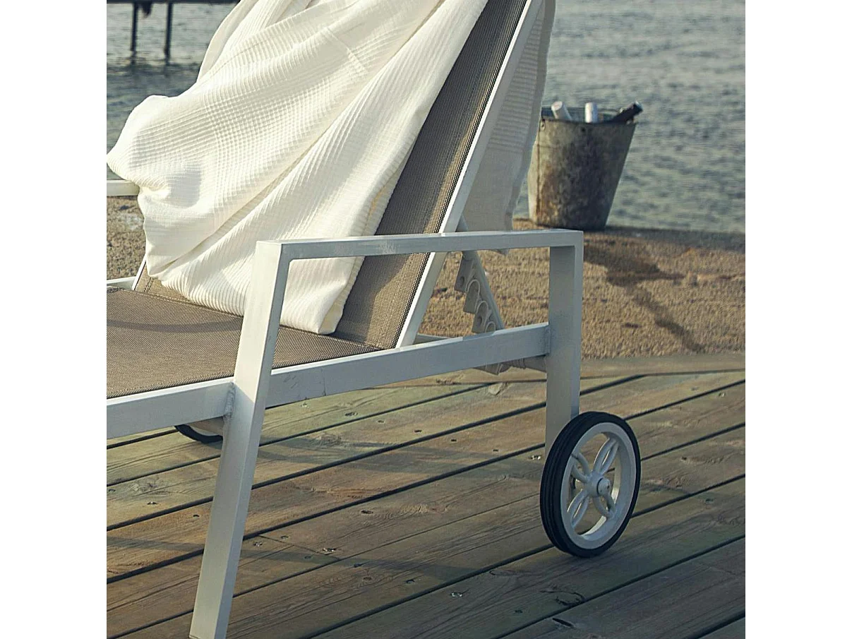 Transat à roulettes en aluminium blanc STOCKHOLM