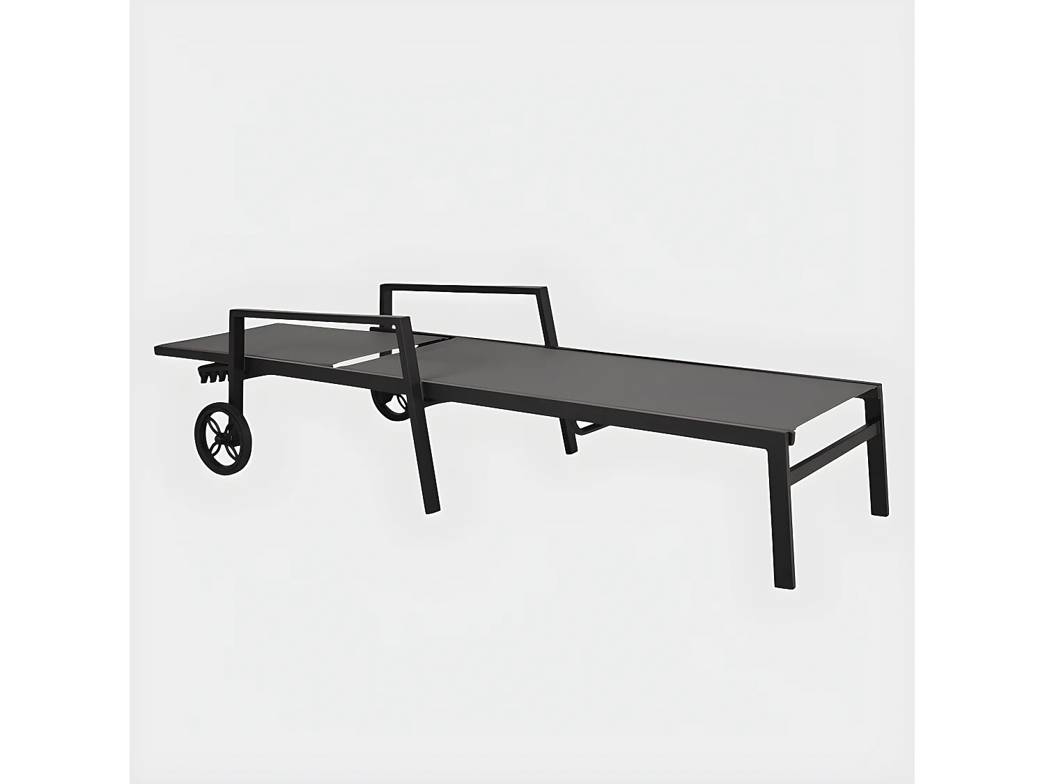 Transat à roulettes en aluminium noir STOCKHOLM