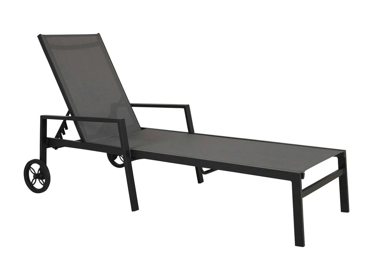 Transat à roulettes en aluminium noir STOCKHOLM