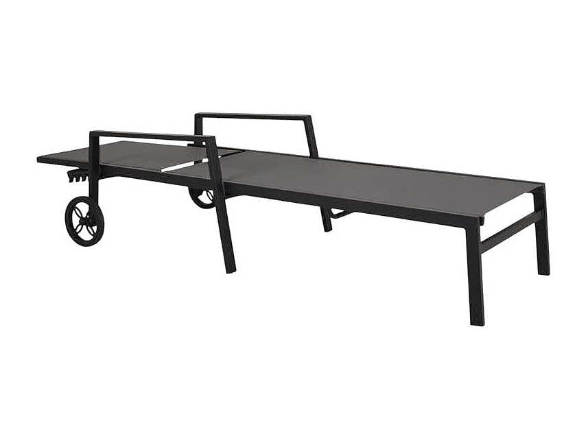 Transat à roulettes en aluminium noir STOCKHOLM