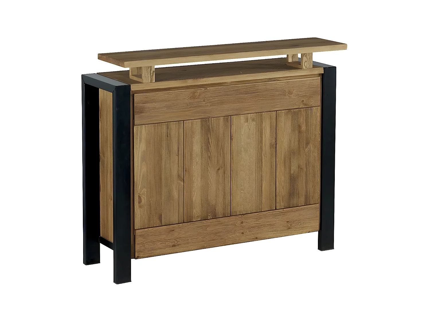 Meuble bar pin massif brossé 2 tiroirs 126cm LOUNDGE