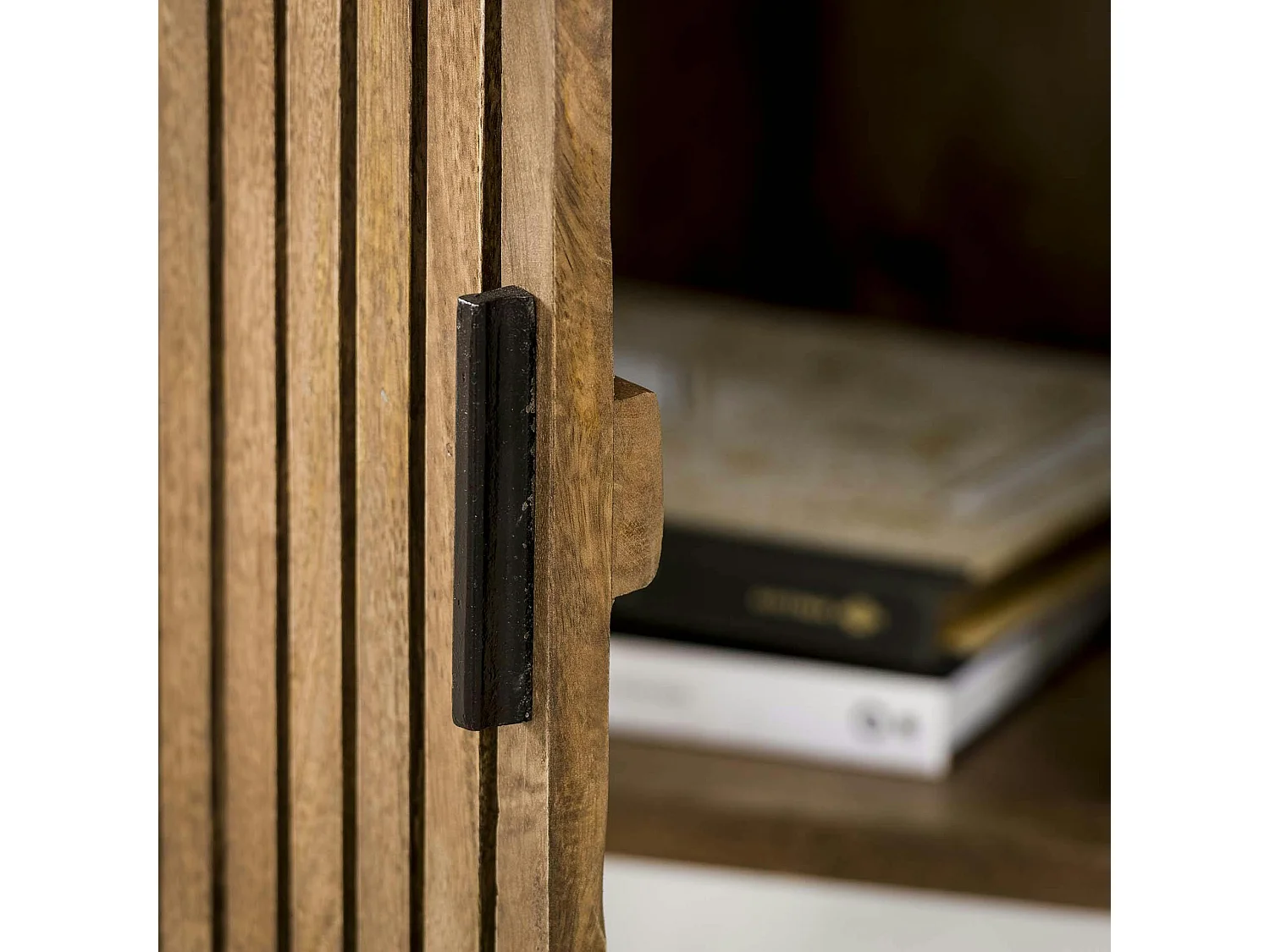 Meuble bar en bois de manguier strié DELHI