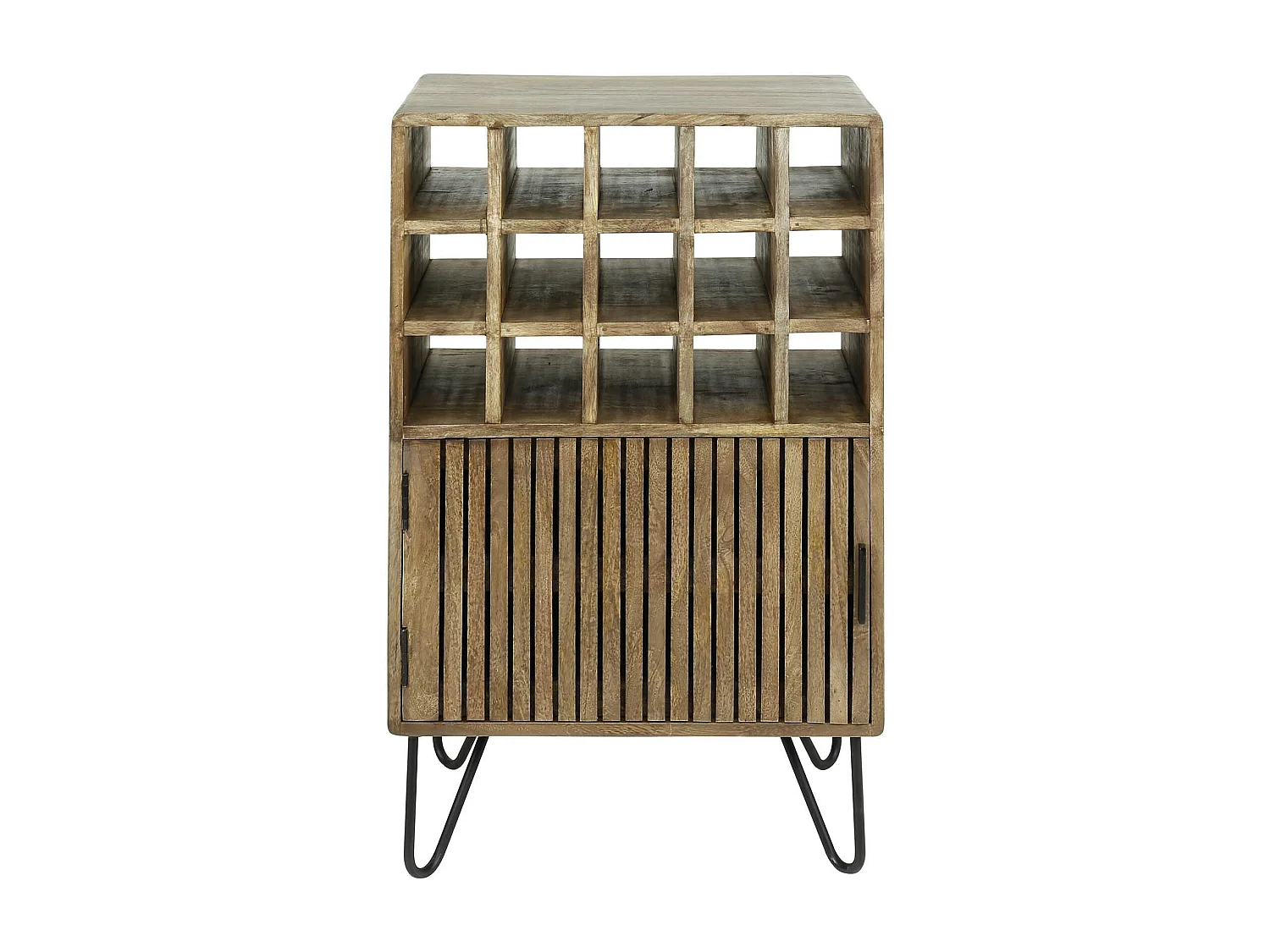 Meuble bar en bois de manguier strié DELHI