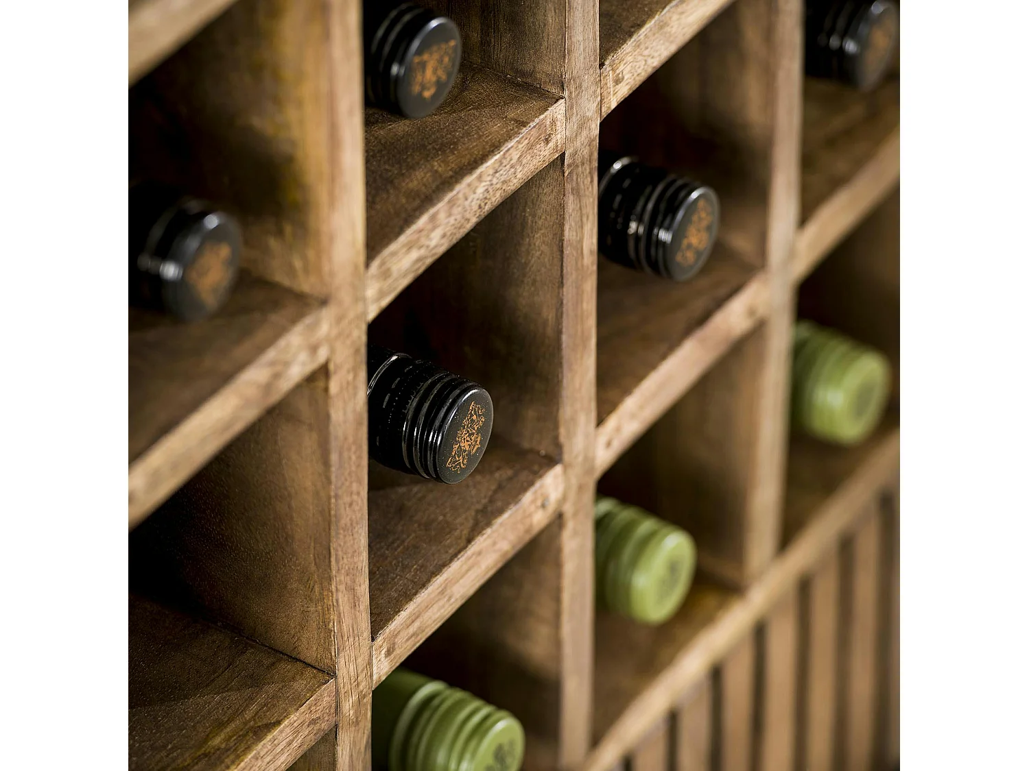 Meuble bar en bois de manguier strié DELHI