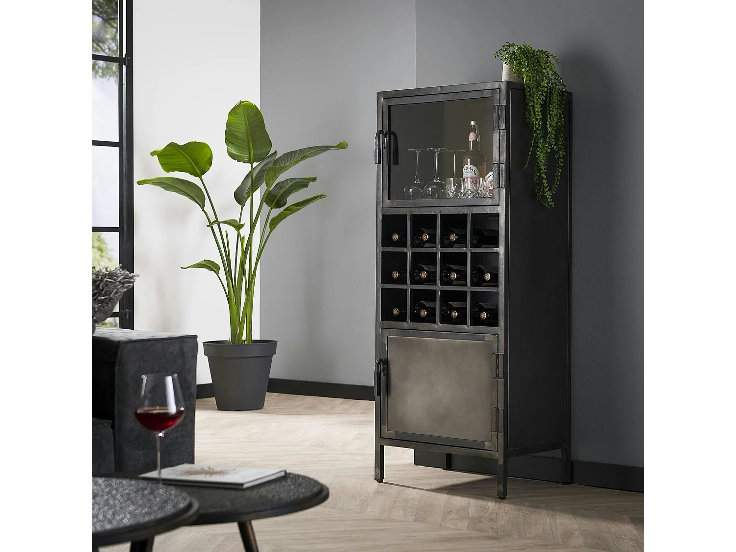 Meuble bar industriel vitré ROADIES