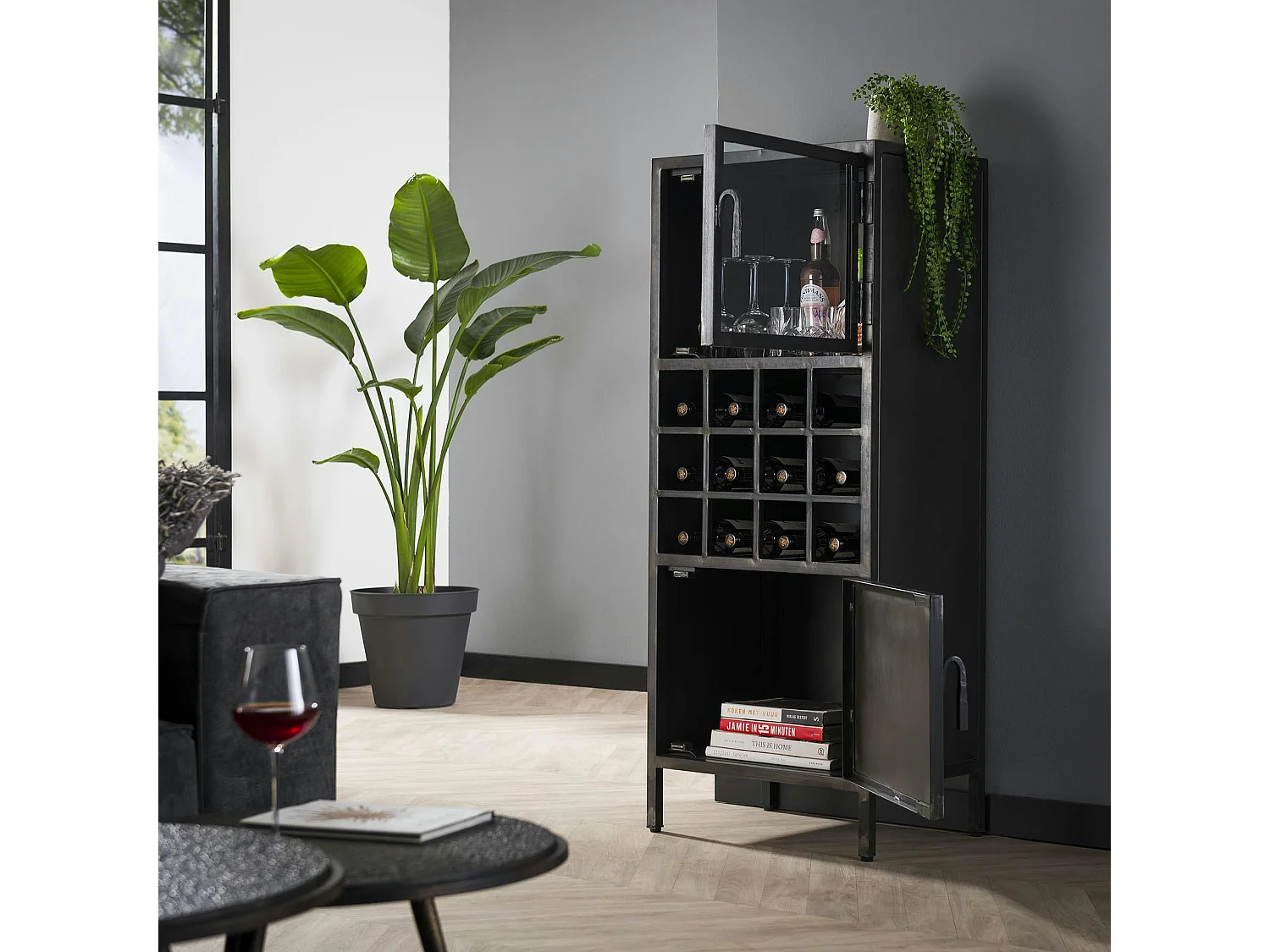 Meuble bar industriel vitré ROADIES