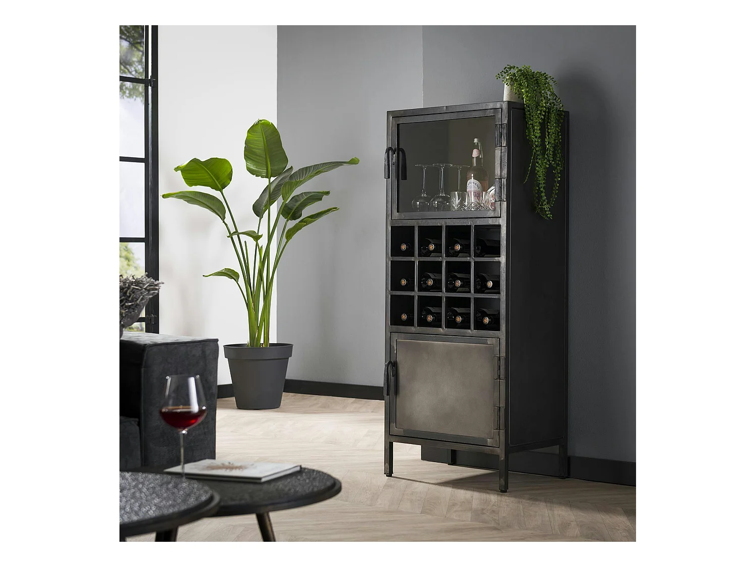 Meuble bar industriel vitré ROADIES