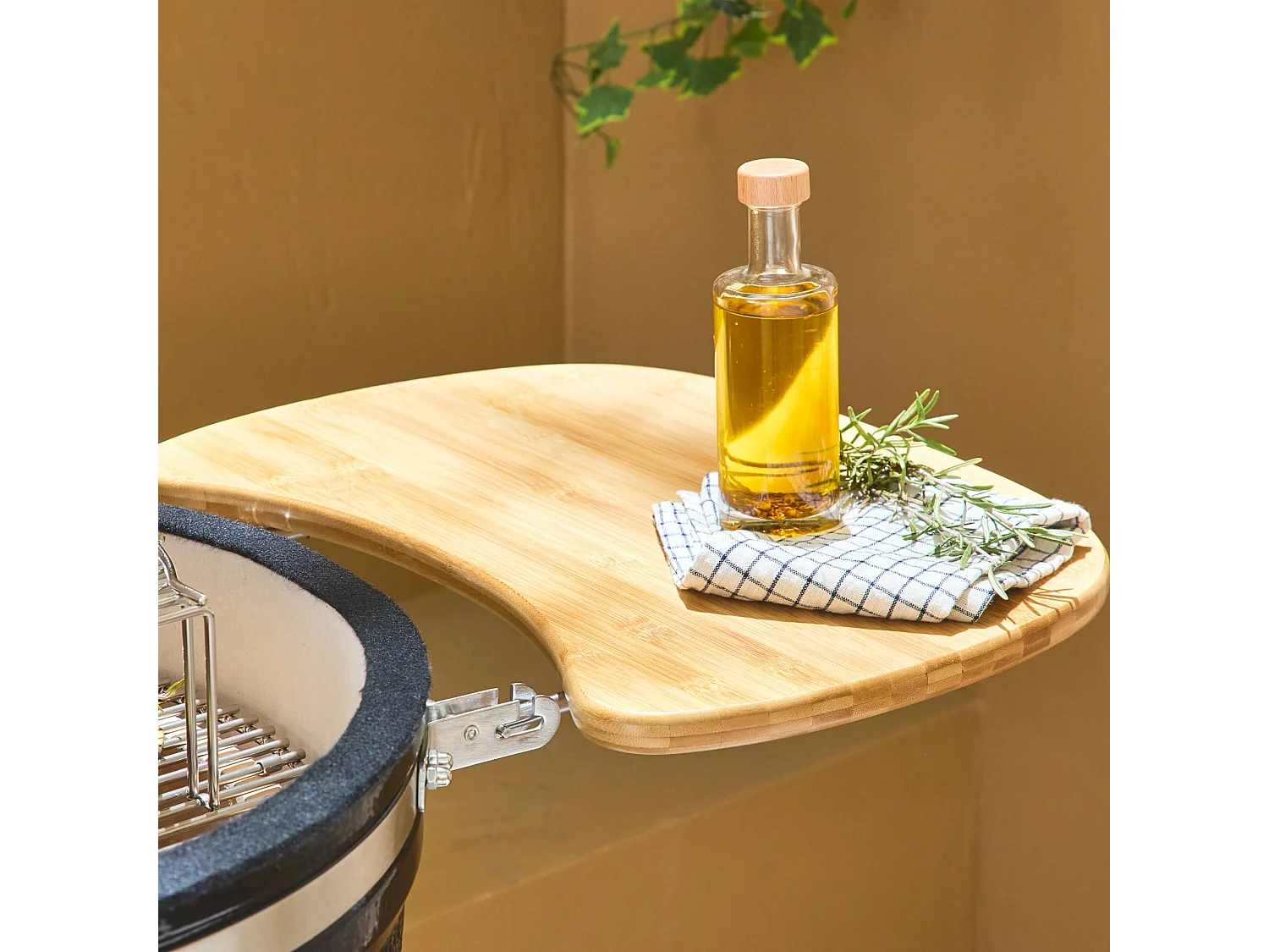 Barbecue a carbone, griglia e affumicatore, ceramica 57cm con ruote,