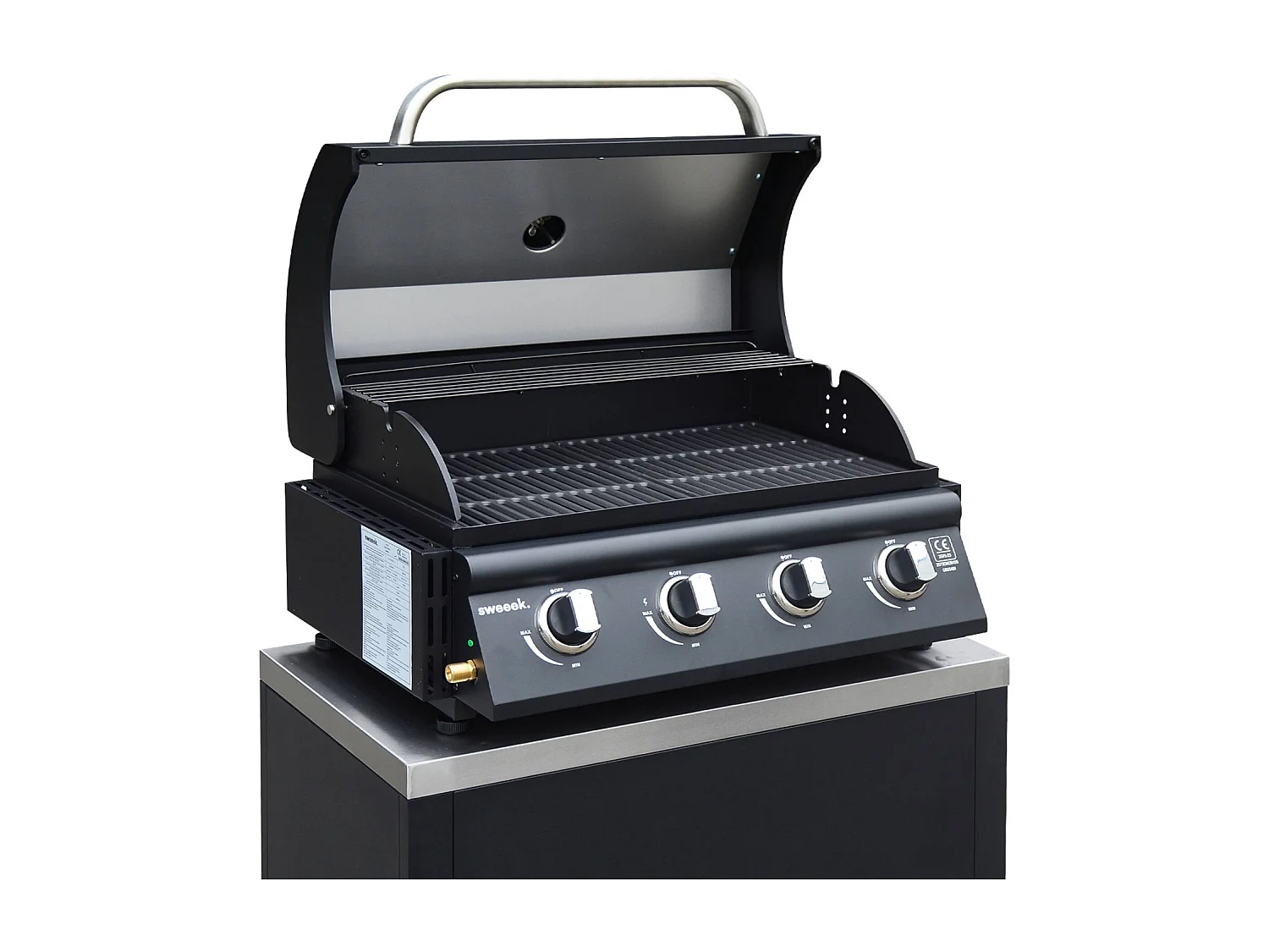 Barbecue à gaz avec 4 brûleurs à poser avec récupérateur de graisse