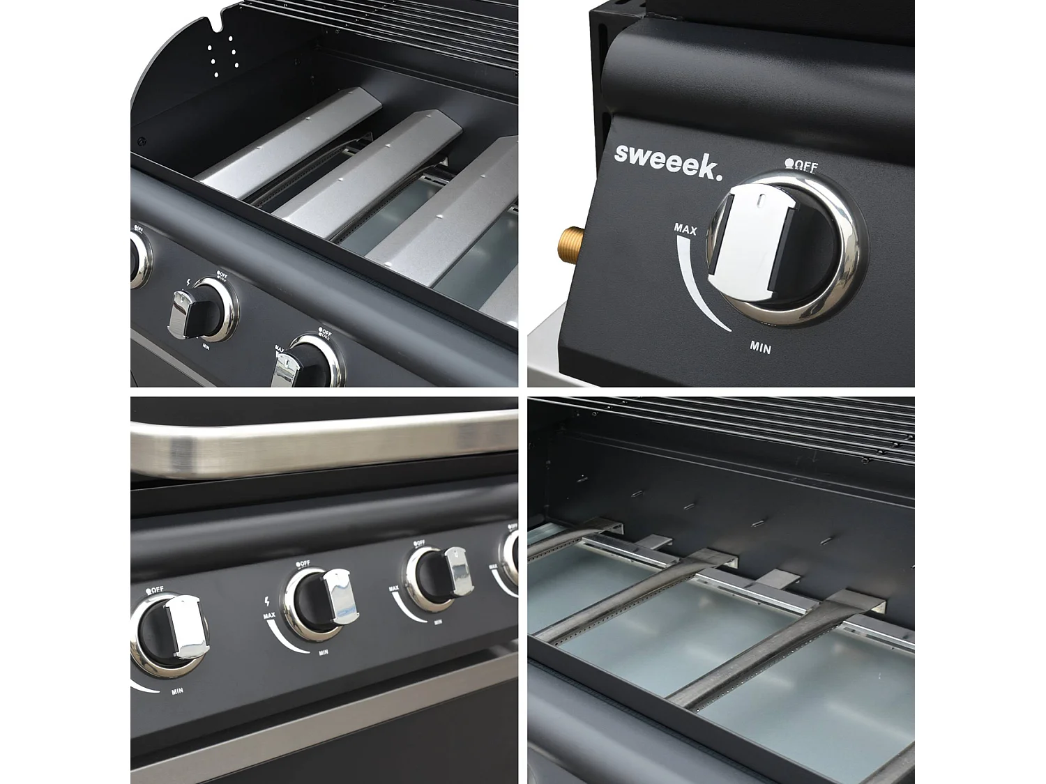 Barbecue à gaz avec 4 brûleurs à poser avec récupérateur de graisse