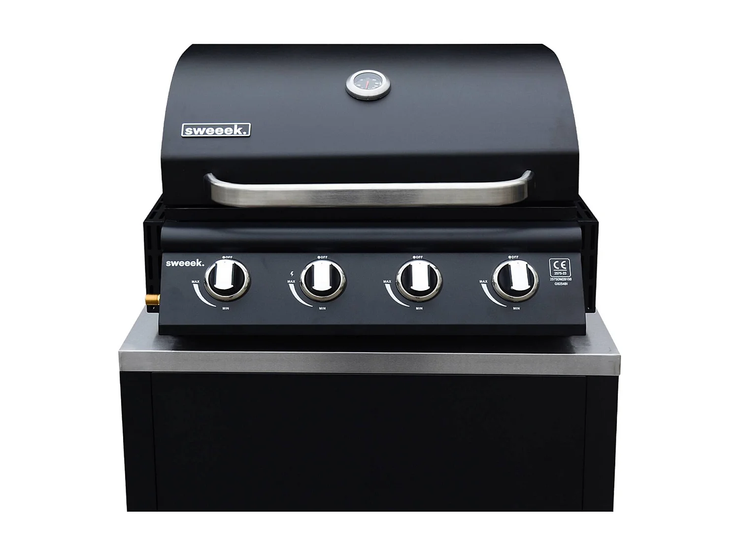 Parrilla de gas 4 quemadores empotrable negro