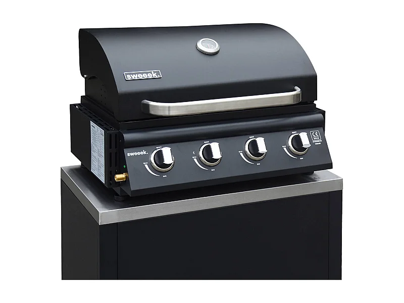 Barbecue à gaz avec 4 brûleurs à poser avec récupérateur de graisse