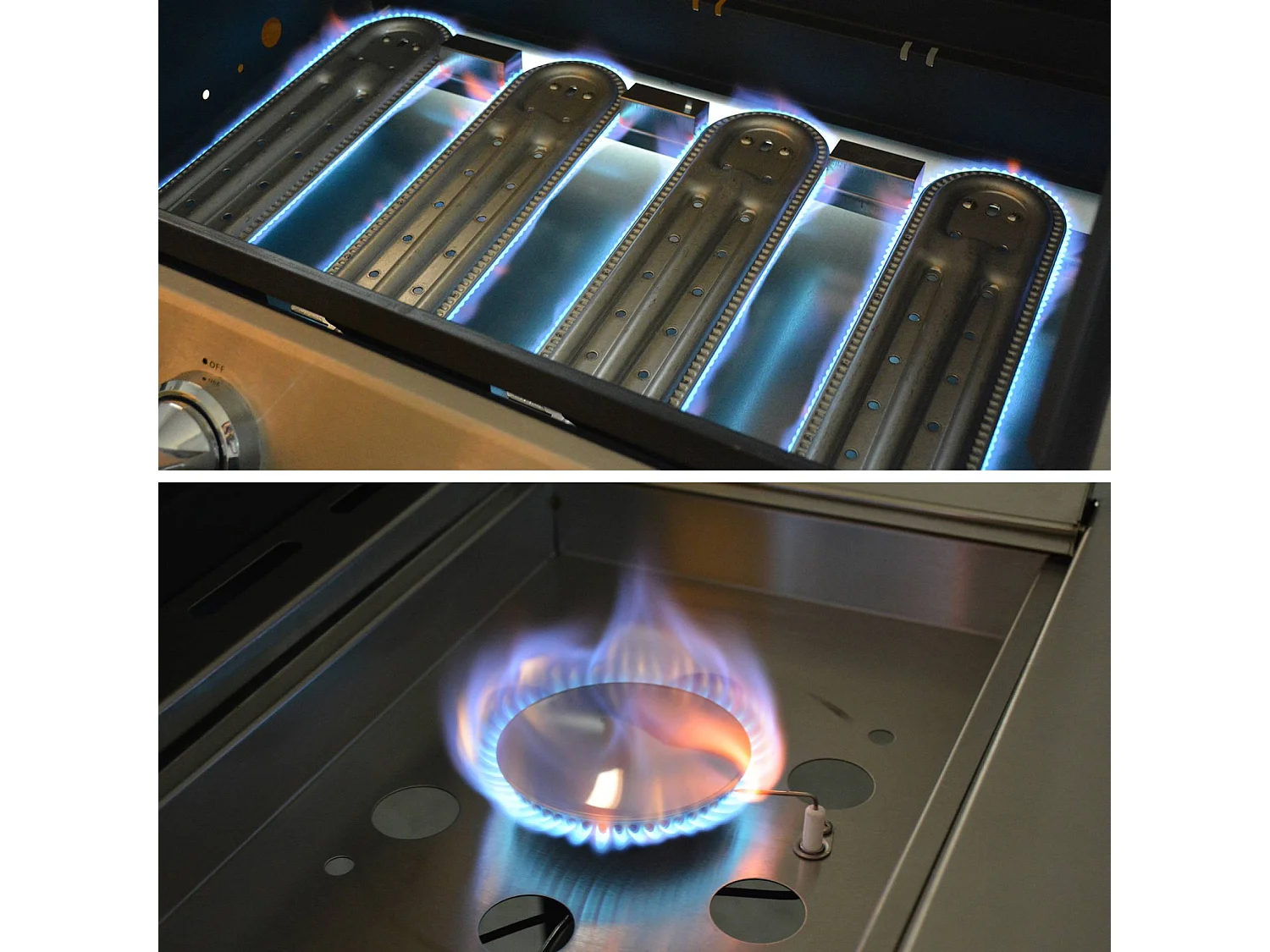 Cocina exterior de acero con barbacoa de gas americana de 5 quemadores
